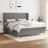 Cama box spring con colchón tela gris oscuro 160x200