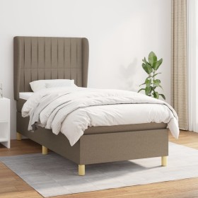 Cama box spring con colchón tela gris taupe 90x190