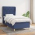 Cama box spring con colchón tela azul 90x200