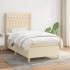 Cama box spring con colchón tela color crema 90x190