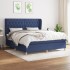 Cama box spring con colchón tela azul 160x200