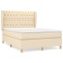Cama box spring con colchón tela color crema 140x200