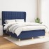 Cama box spring con colchón tela azul 140x190