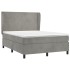 Cama box spring con colchón terciopelo gris claro 140x200