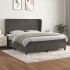 Cama box spring con colchón terciopelo gris oscuro 160x200