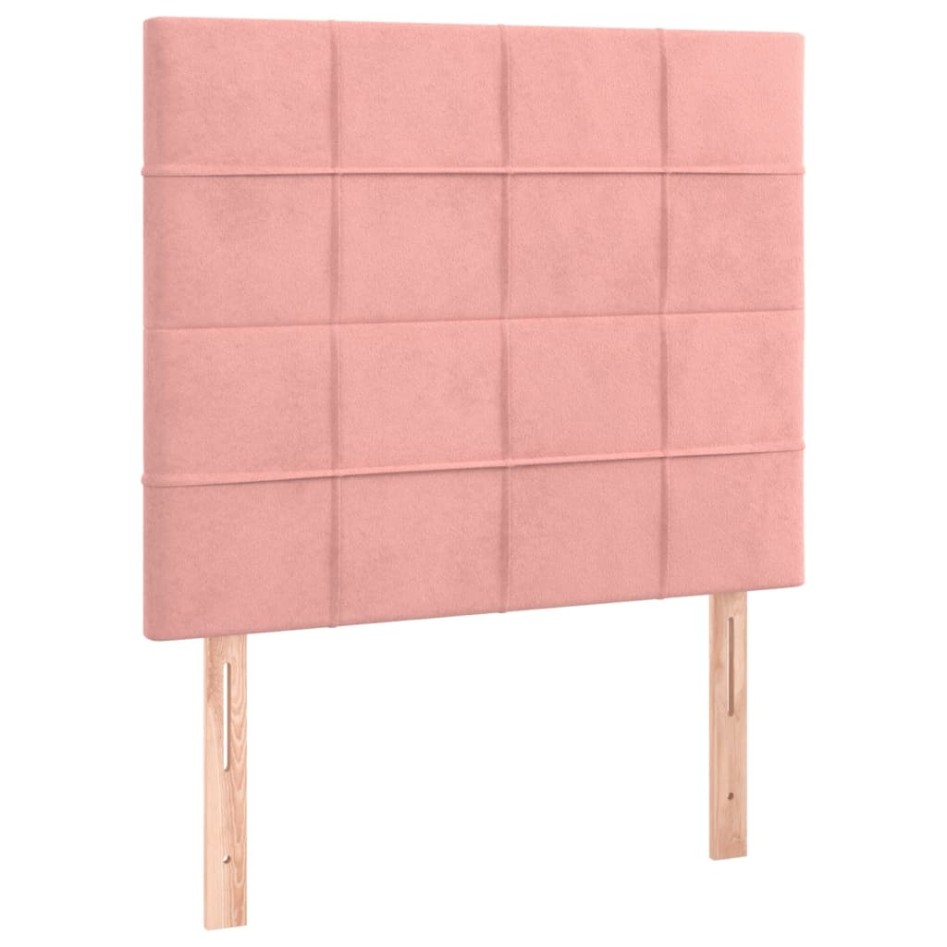 Cama box spring con colchón terciopelo rosa 80x200