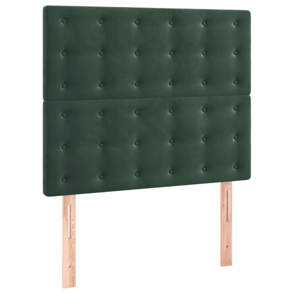 Cama box spring con colchón terciopelo verde oscuro 90x190