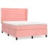 Cama box spring con colchón terciopelo rosa 140x200