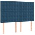Cama box spring con colchón terciopelo azul oscuro 140x190