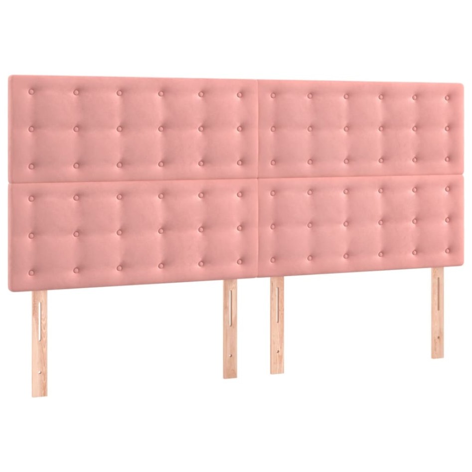 Cama box spring con colchón terciopelo rosa 180x200