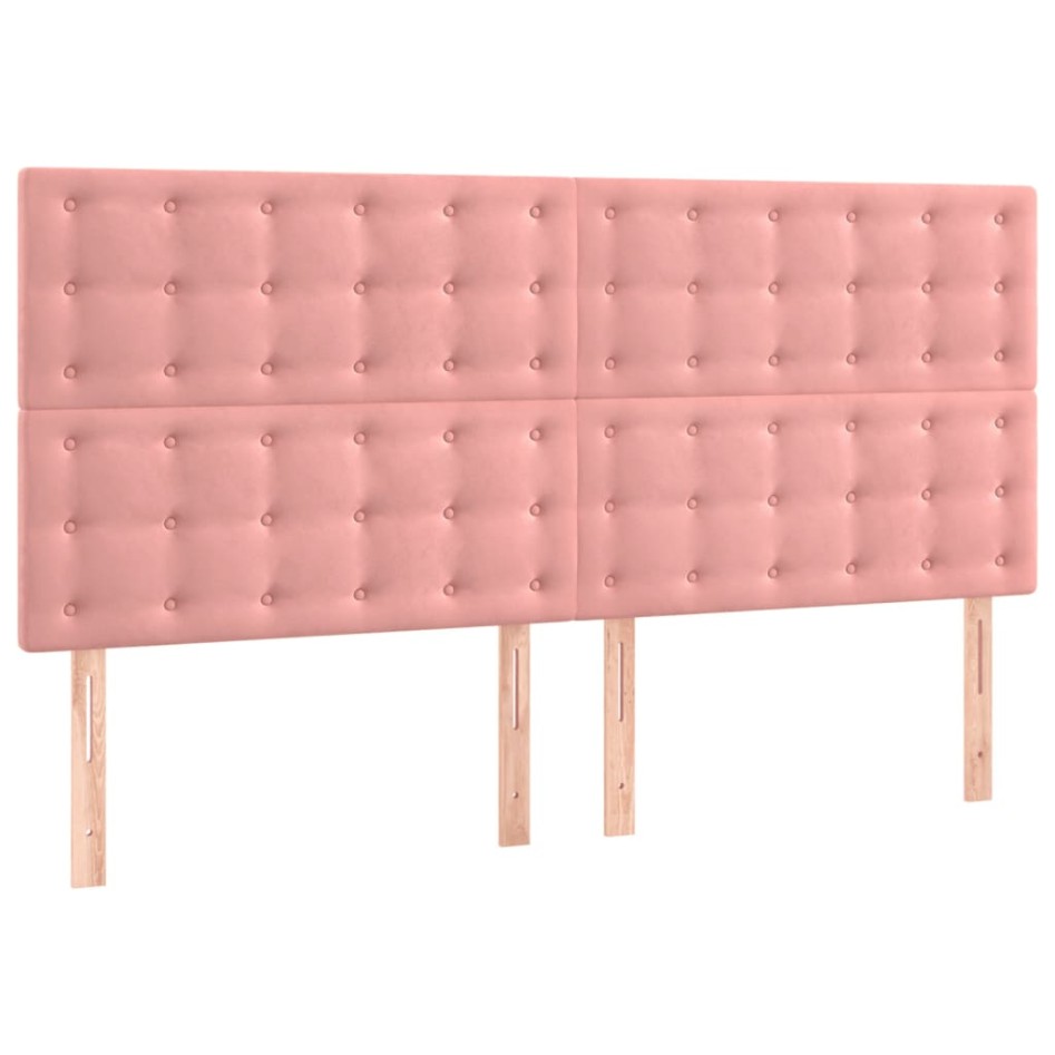 Cama box spring con colchón terciopelo rosa 160x200