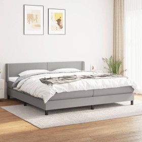 Cama box spring con colchón tela gris claro 200x200