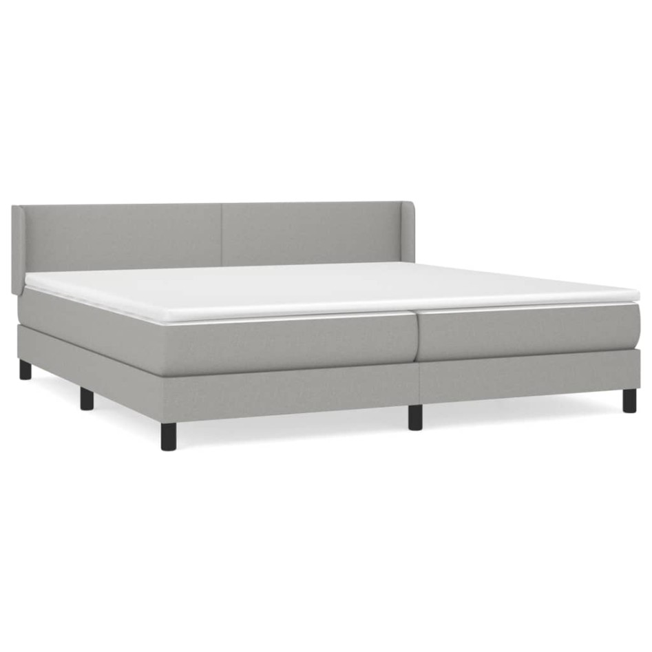 Cama box spring con colchón tela gris claro 200x200