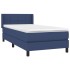 Cama box spring con colchón tela azul 80x200