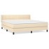 Cama box spring con colchón tela color crema 180x200