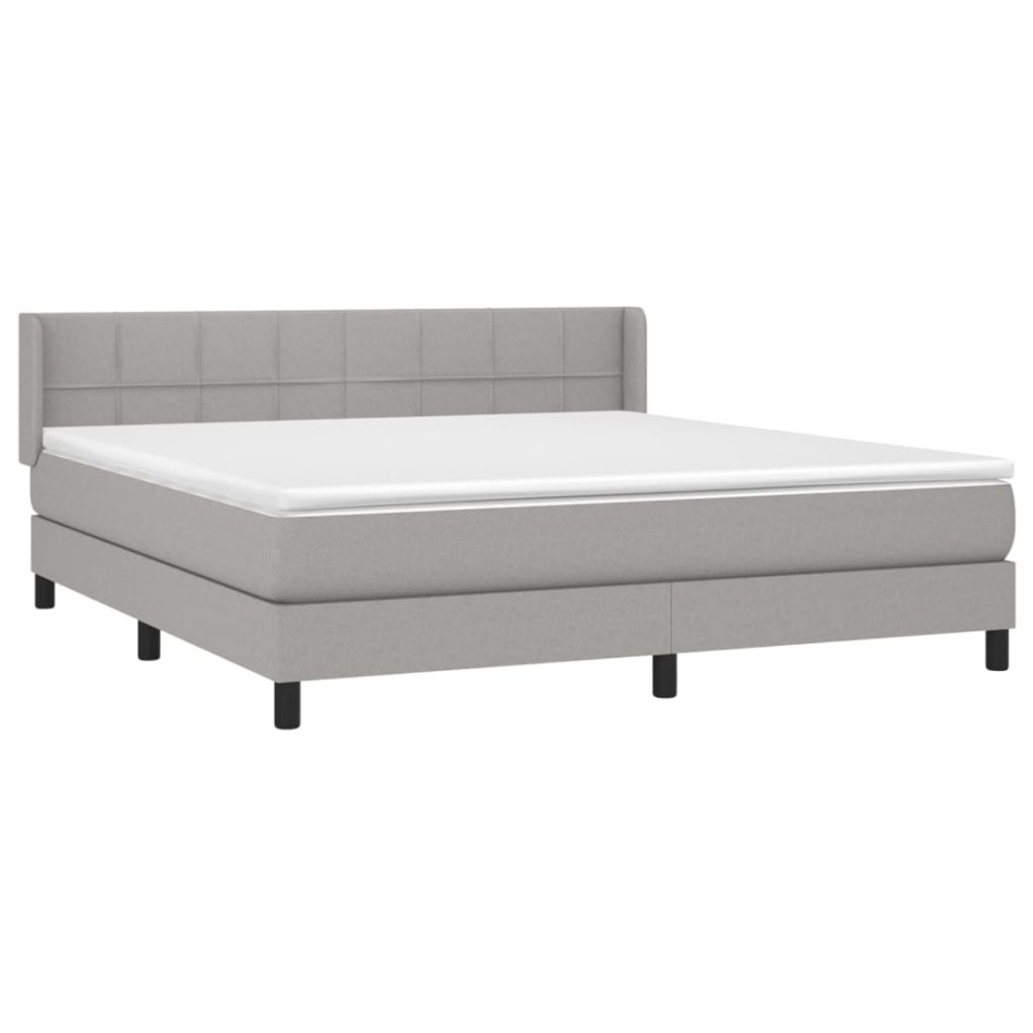 Cama box spring con colchón tela gris claro 180x200