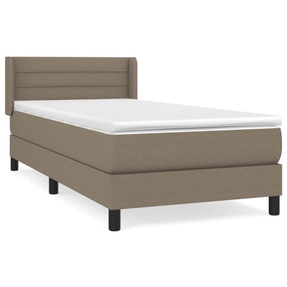 Cama box spring con colchón tela gris taupe 90x190