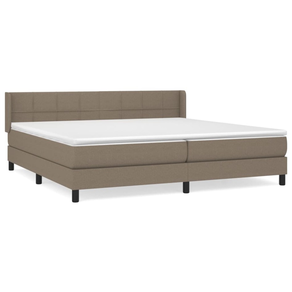 Cama box spring con colchón tela gris taupe 200x200