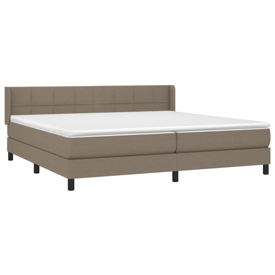 Cama box spring con colchón tela gris taupe 200x200