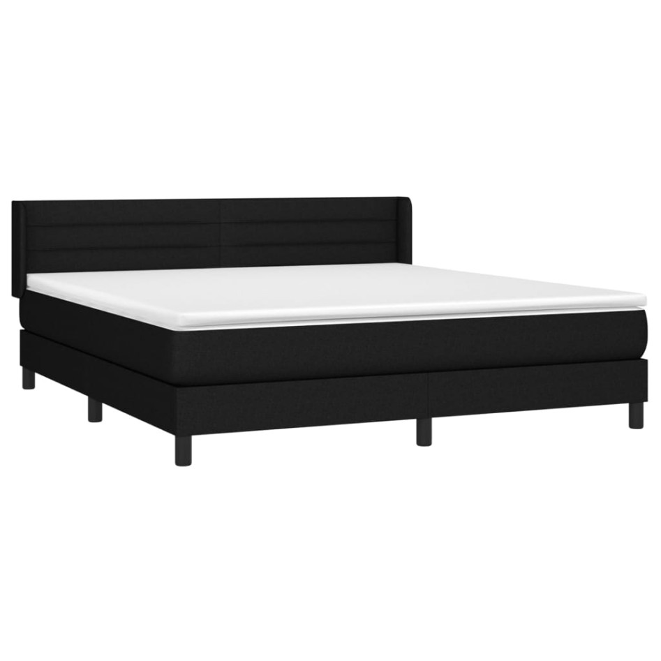 Cama box spring con colchón tela negro 180x200