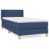 Cama box spring con colchón tela azul 80x200