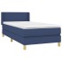Cama box spring con colchón tela azul 80x200