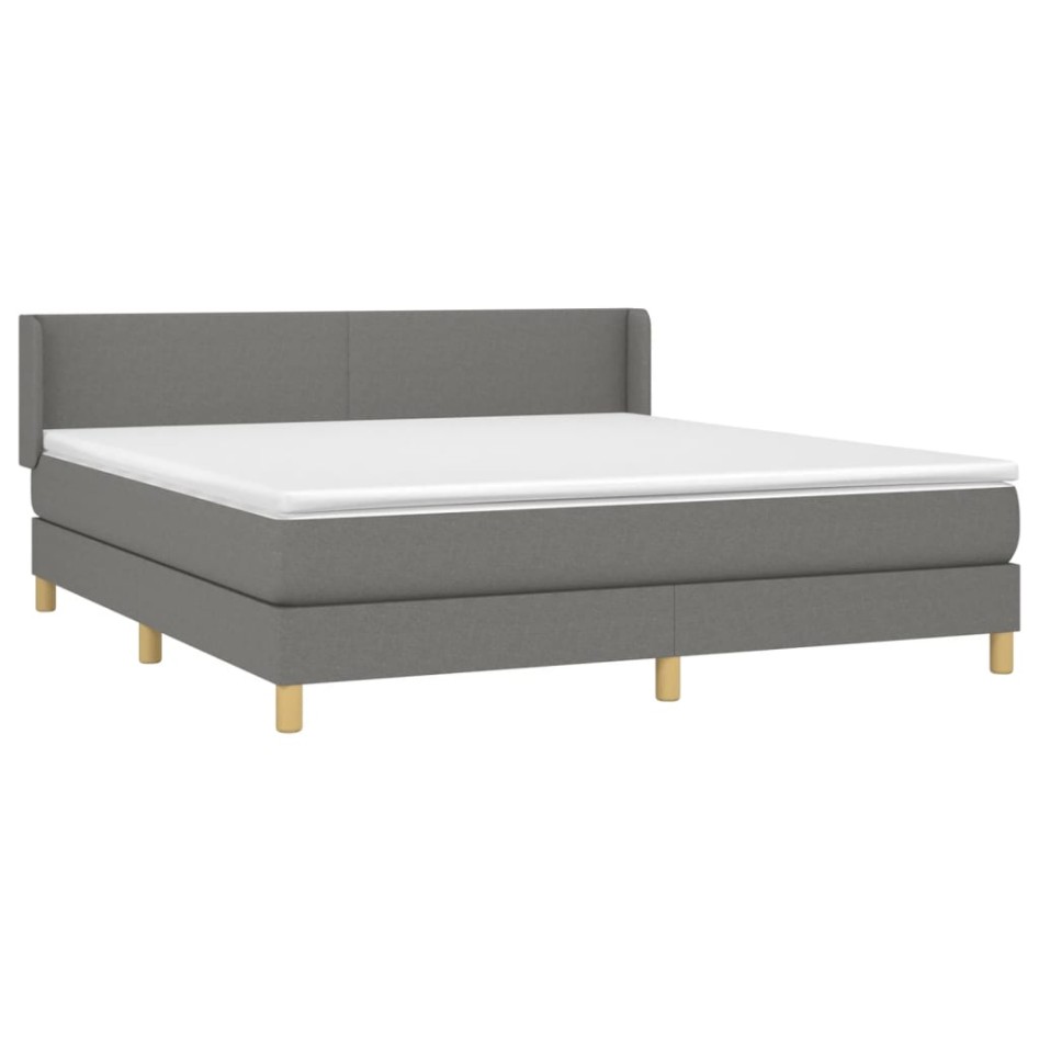 Cama box spring con colchón tela gris oscuro 160x200