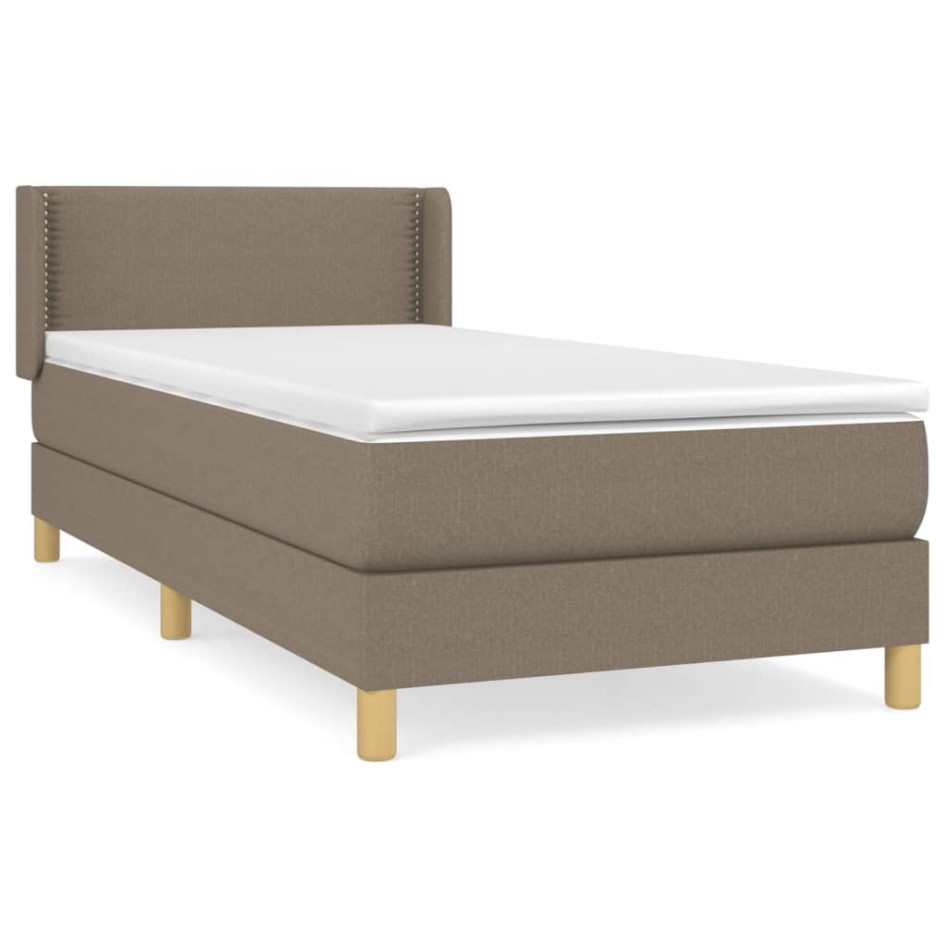 Cama box spring con colchón tela gris taupe 90x190