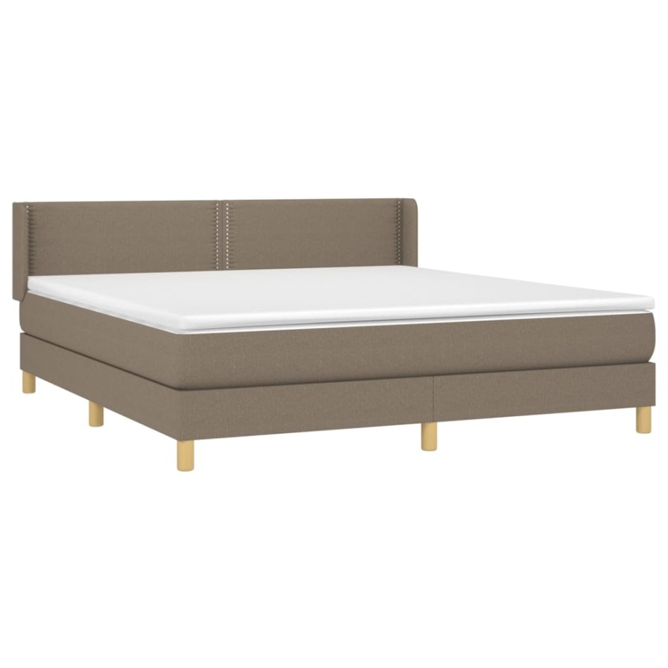 Cama box spring con colchón tela gris taupe 160x200