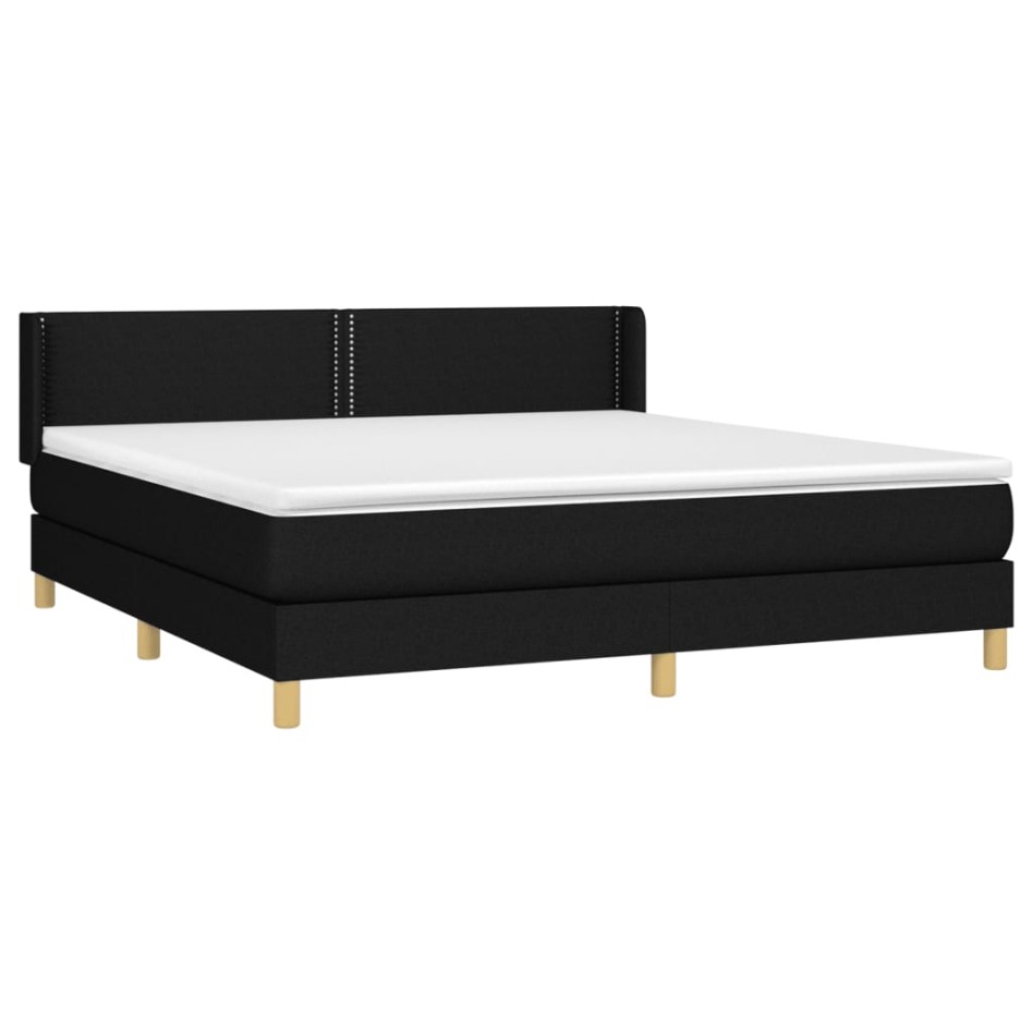 Cama box spring con colchón tela negro 180x200