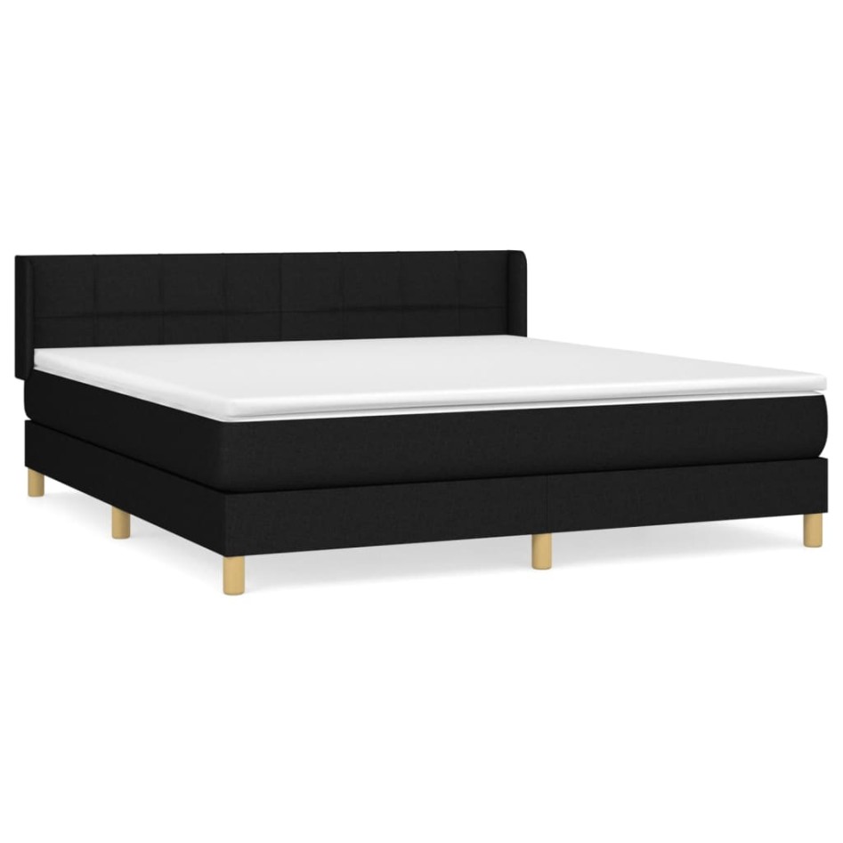 Cama box spring con colchón tela negro 180x200
