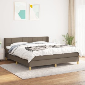 Cama box spring con colchón tela gris taupe 160x200