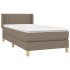 Cama box spring con colchón tela gris taupe 80x200