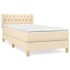 Cama box spring con colchón tela color crema 90x190