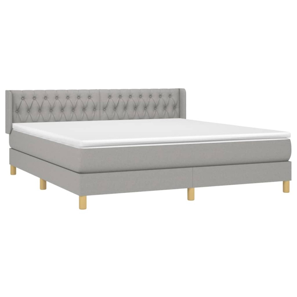 Cama box spring con colchón tela gris claro 180x200