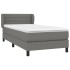 Cama box spring con colchón tela gris oscuro 100x200
