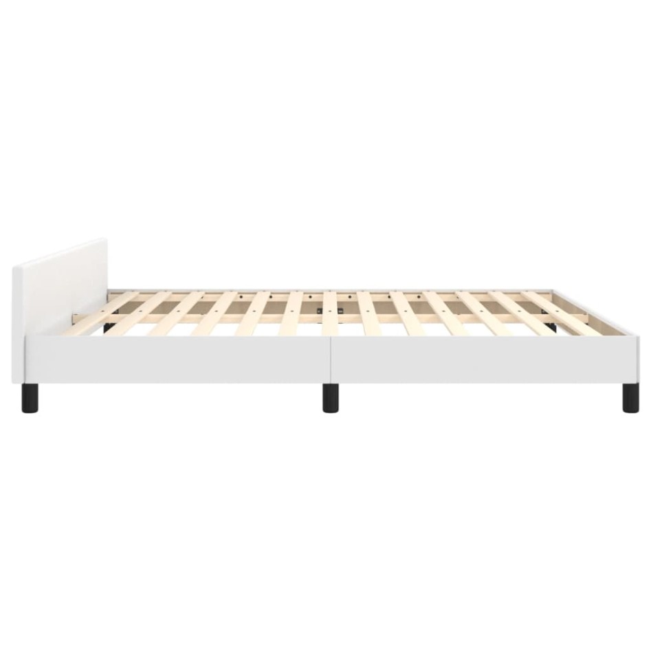 Estructura de cama sin colchón cuero sintético blanco