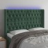 Cabecero con LED de terciopelo verde oscuro 163x16x118/128
