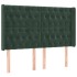 Cabecero con LED de terciopelo verde oscuro 163x16x118/128