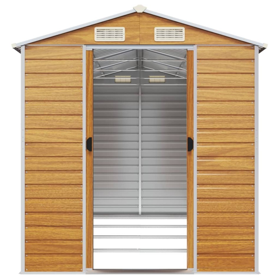 Caseta de jardín acero galvanizado marrón claro 191x385x198