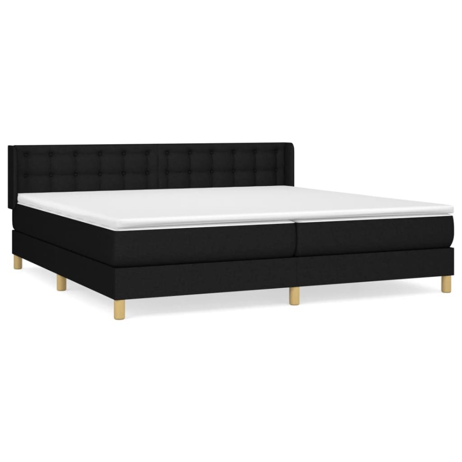 Cama box spring con colchón tela negro 180x200