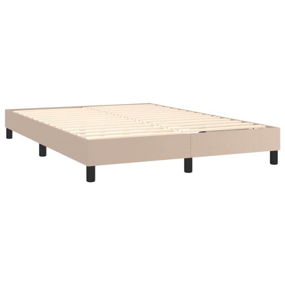 Cama box spring con colchón cuero sintético capuchino