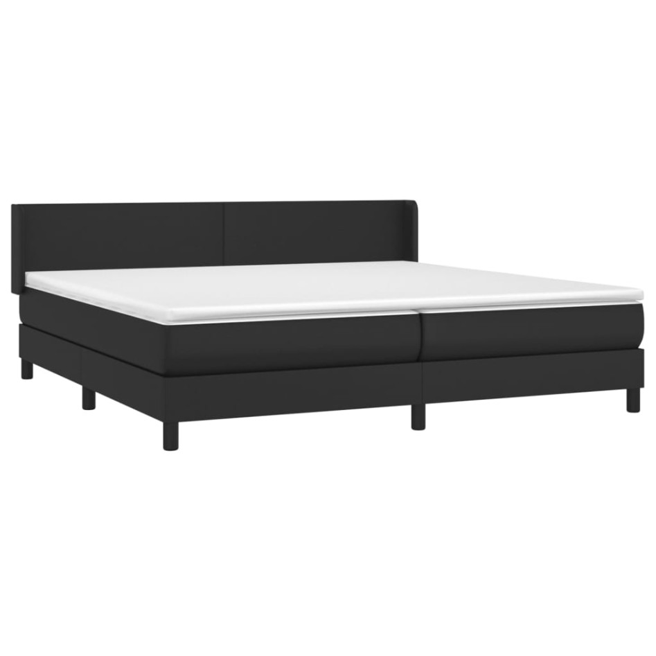 Cama box spring con colchón cuero sintético negro 200x200