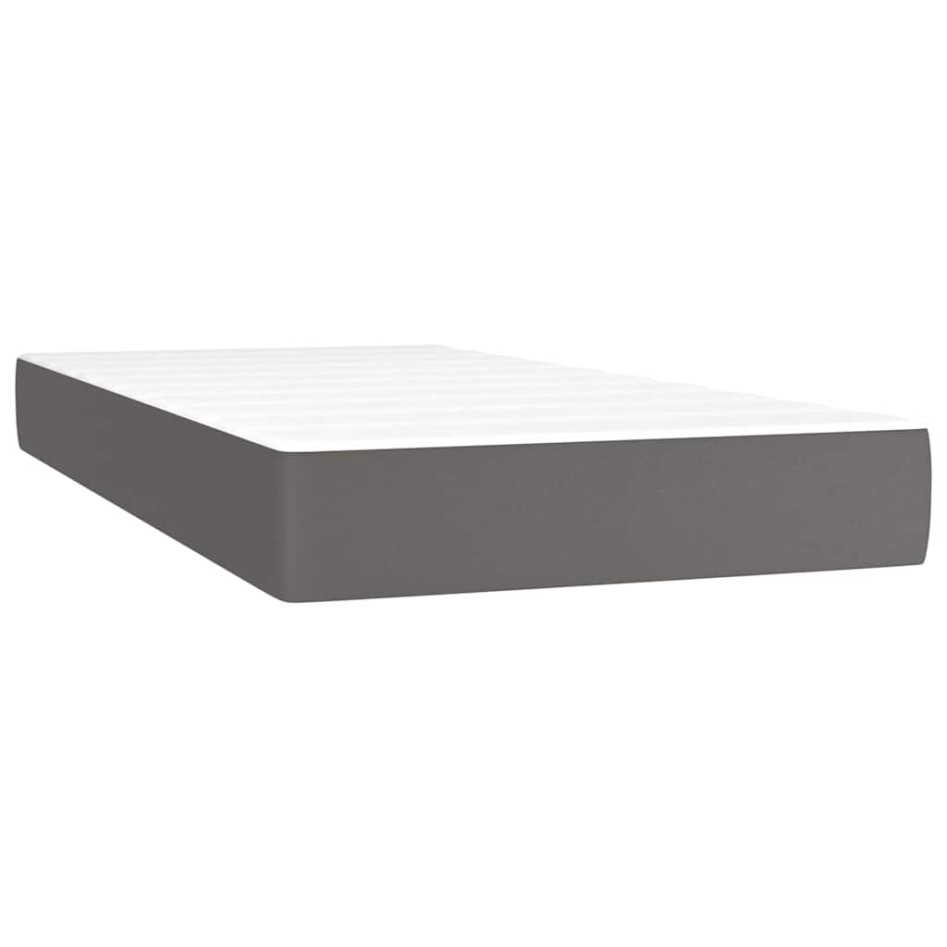 Cama box spring con colchón cuero sintético gris 80x200
