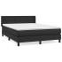 Cama box spring con colchón cuero sintético negro 140x190