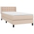 Cama box spring con colchón cuero sintético capuchino