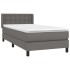 Cama box spring con colchón cuero sintético gris 90x200
