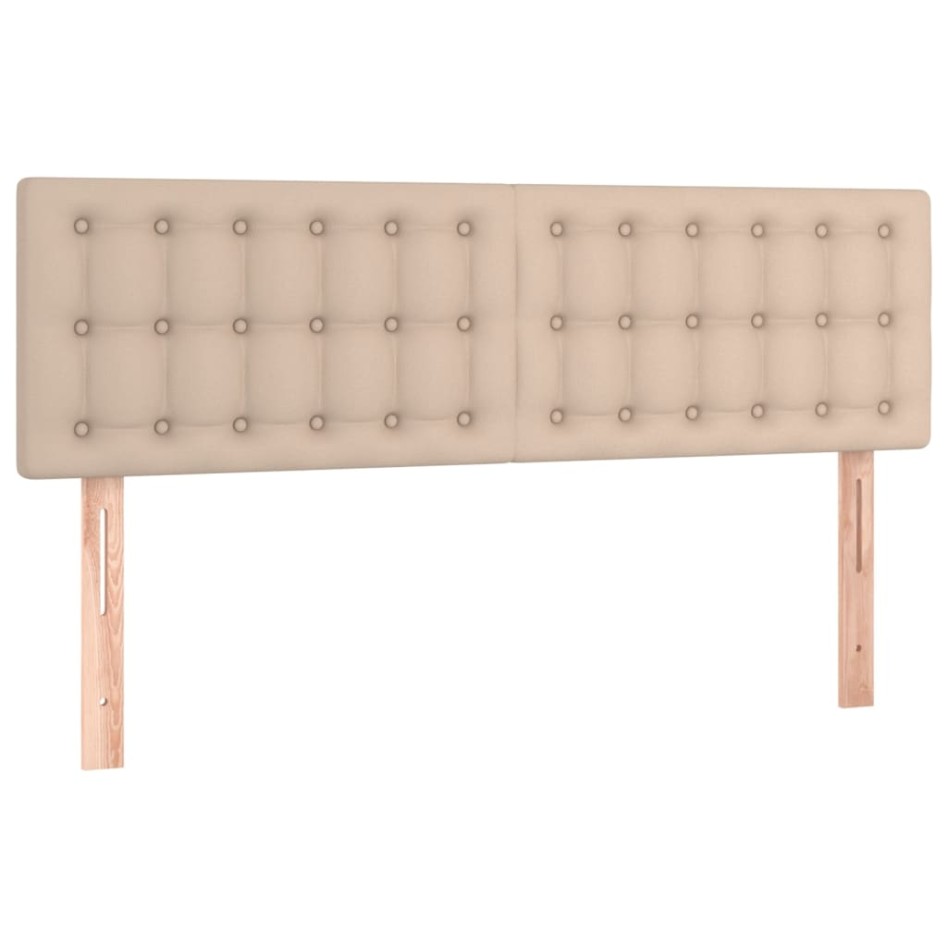 Cama box spring con colchón cuero sintético capuchino