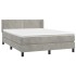 Cama box spring con colchón terciopelo gris claro 140x200