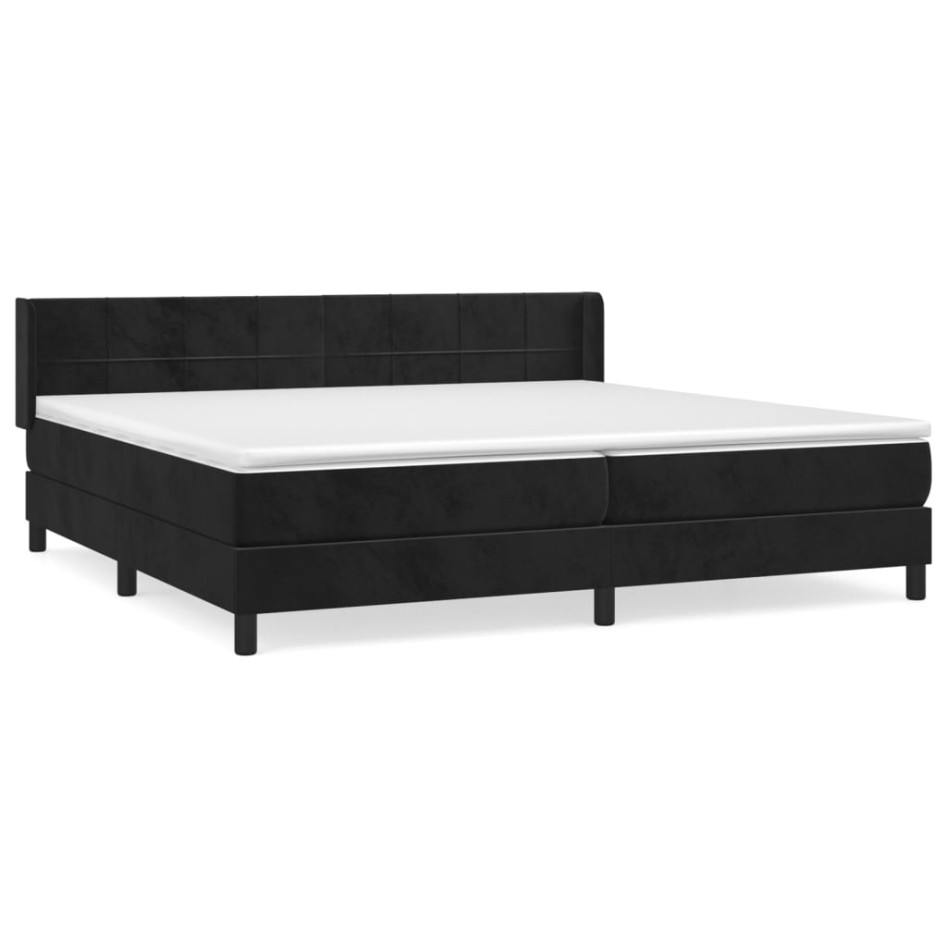 Cama box spring con colchón terciopelo negro 200x200